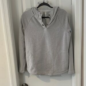 Kyodan Light Gray Hooded Snap-Neck Pullover Sweater